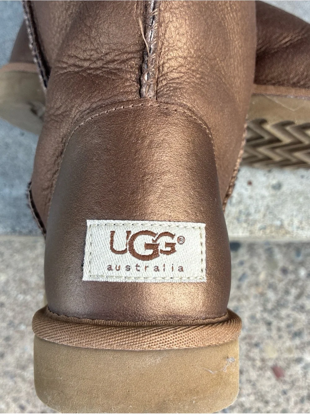 UGG Women's Bronze Metallic Tall Shearling Boots Sz 8 W